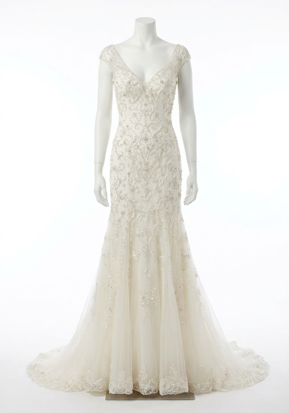 NEW MORILEE crystal beaded wedding dress in ivory